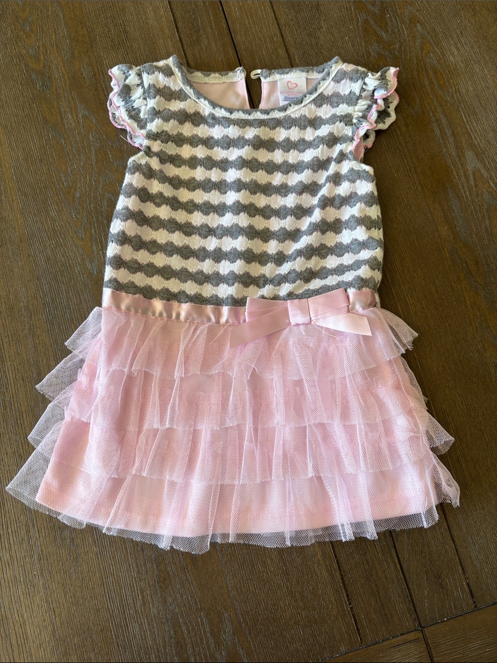 Youngland Grey/Pink Baby Tulle Dress